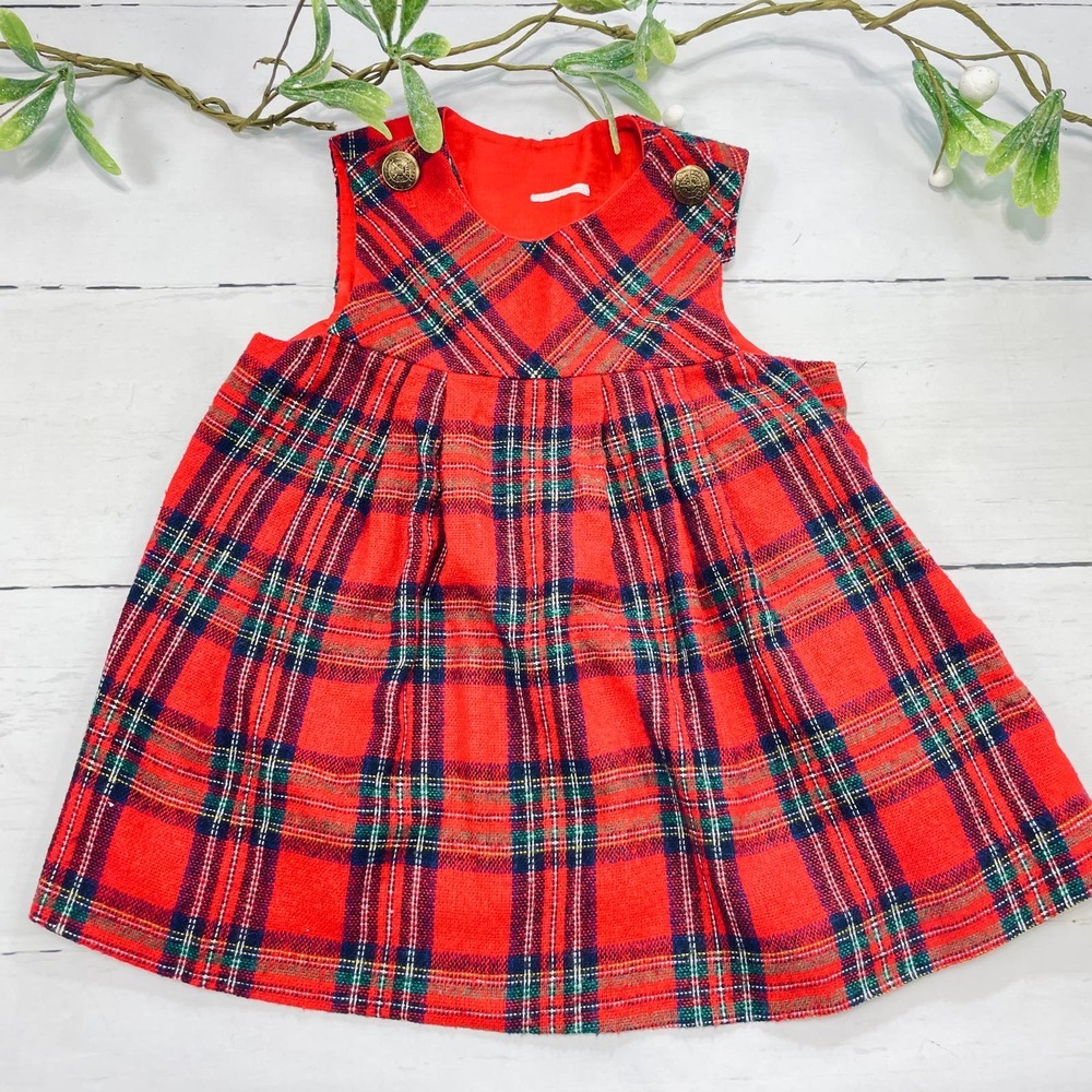 Vintage Scottish Highland Tartan Sleeveless Wool Dress
